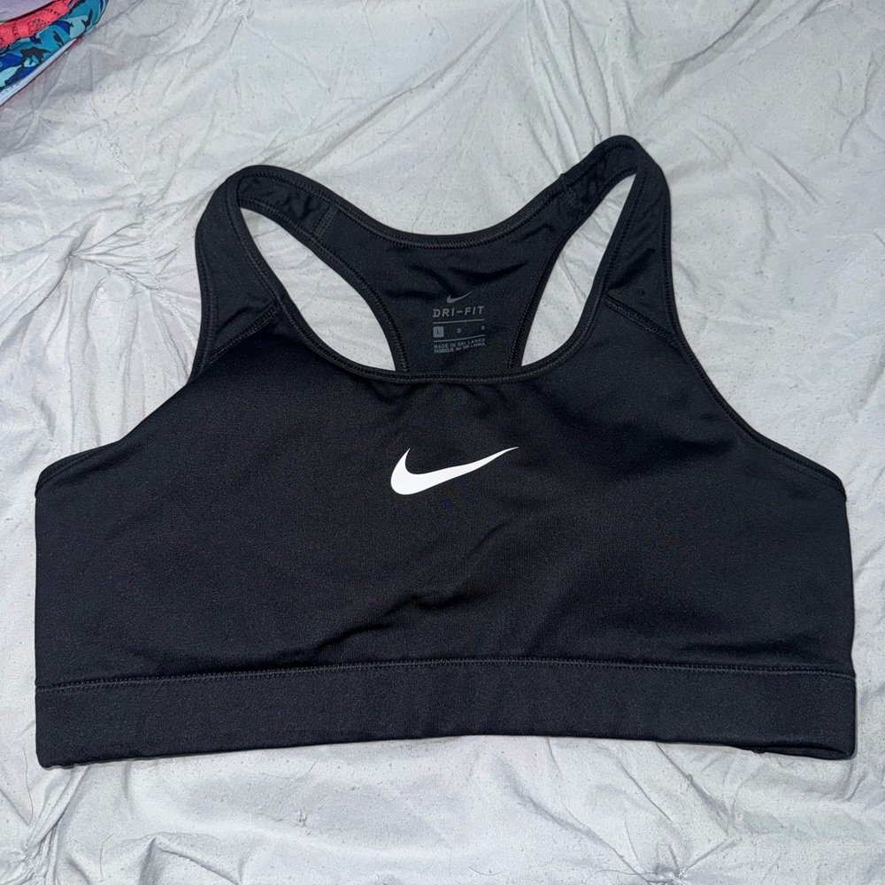 Nike Black and White Dri-FIT Racerback Sports Bra